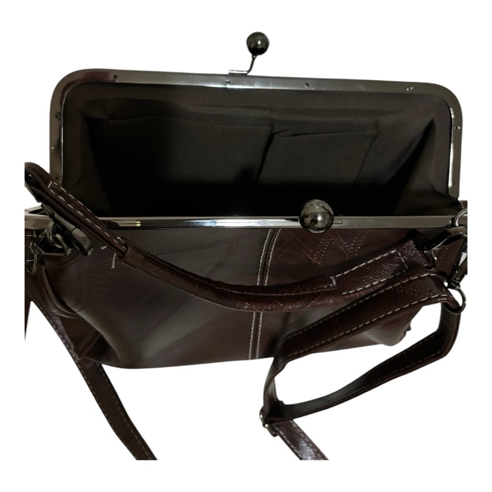 Crossbody Bag with Long Adjustable Strap and Short Hand Strap W Brown/Dark Gray - Picture 7 of 13